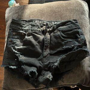 American Eagle Outfitters Dark Denim Distressed Shorts